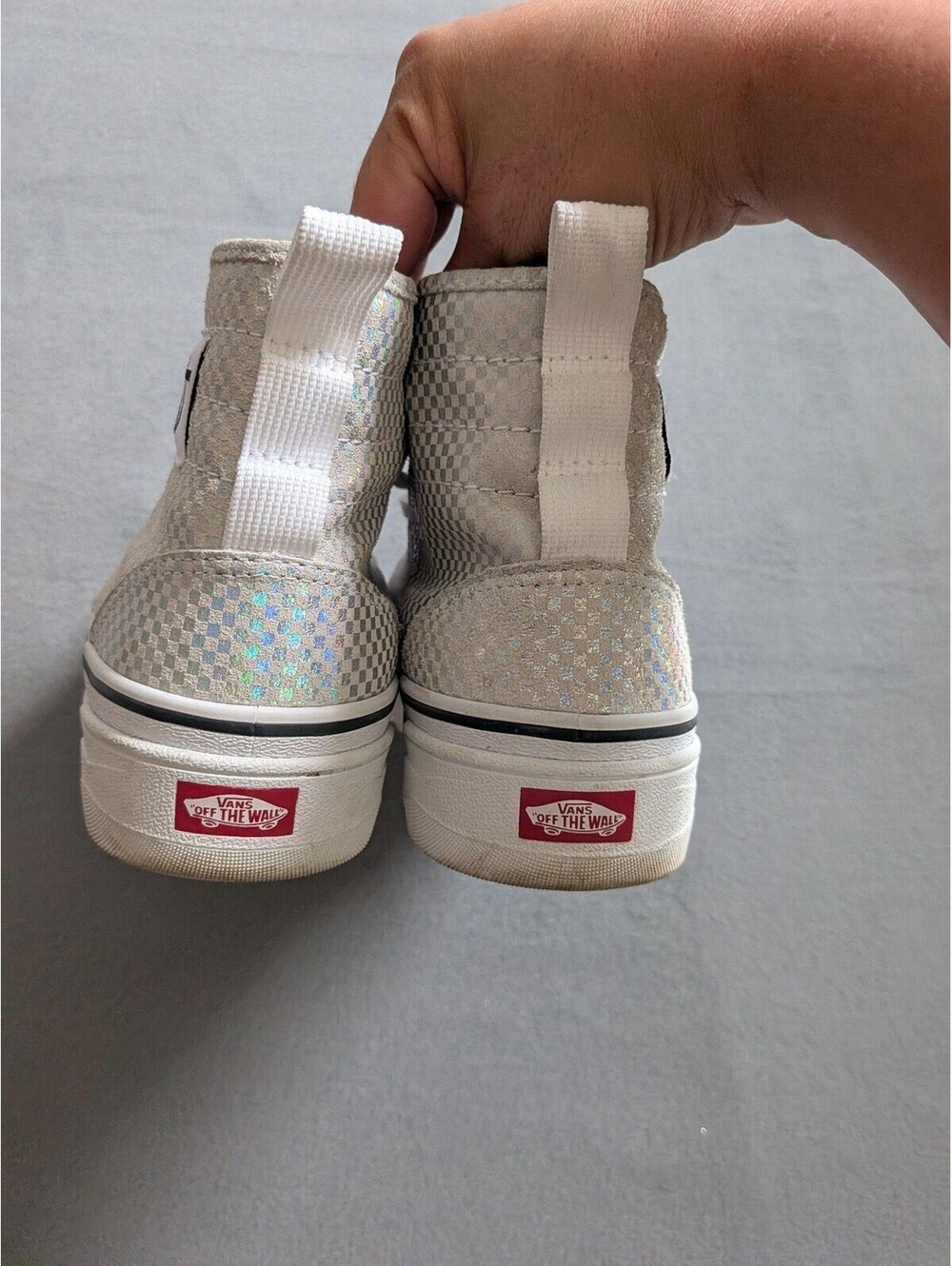 Vans Shoes Mens Size 6 Silver Checkerboard High Top UltraCush Wafflecup Sneakers - Picture 7 of 9